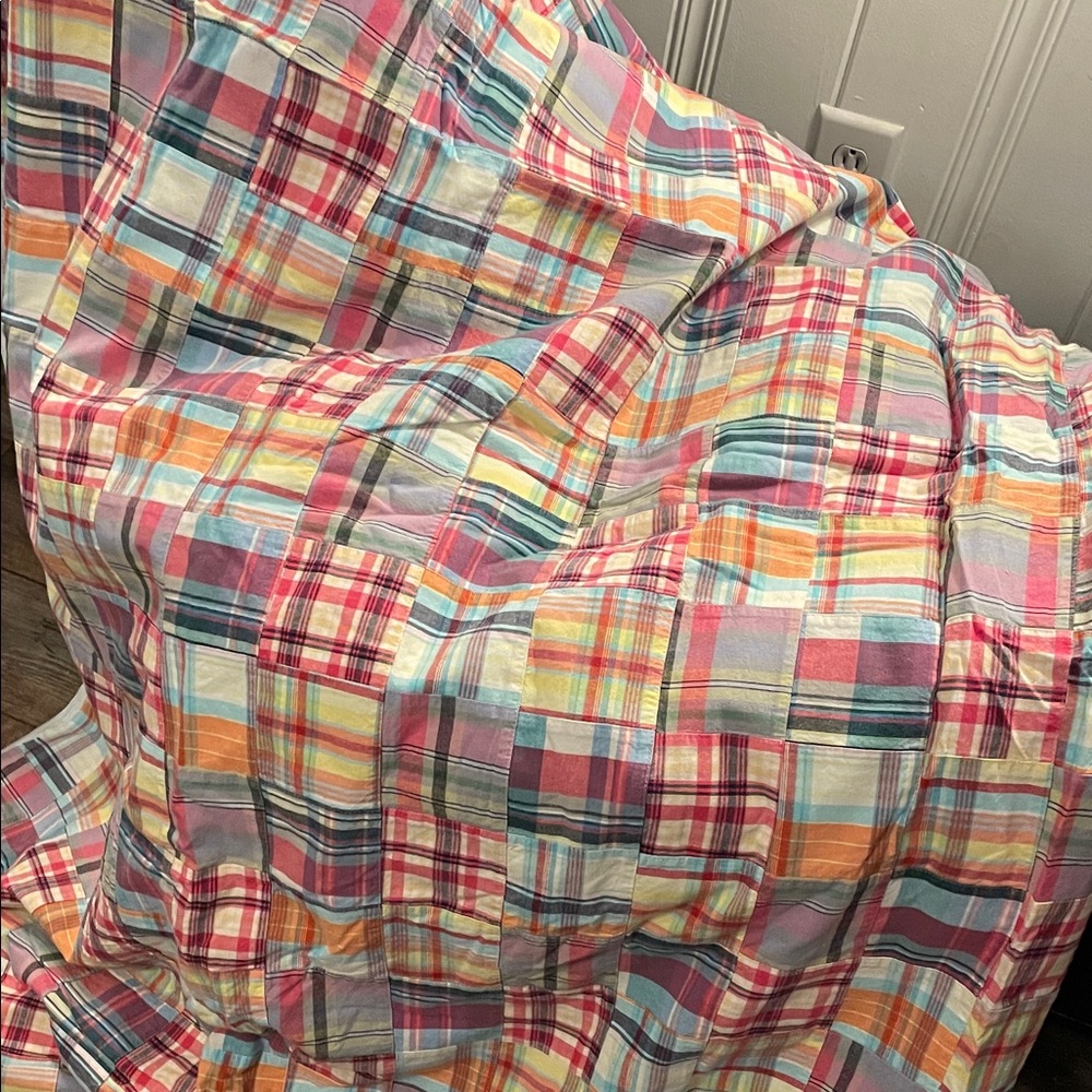 LL Bean Patchwork Duvet Cover and 2 pillow shams-Bright Madras-Inspired Cotton - Picture 5 of 8